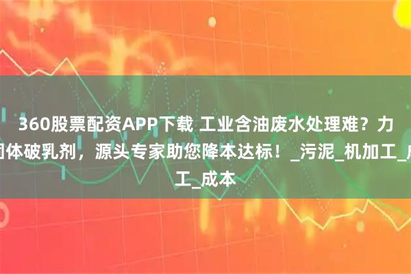 360股票配资APP下载 工业含油废水处理难？力精固体破乳剂，源头专家助您降本达标！_污泥_机加工_成本