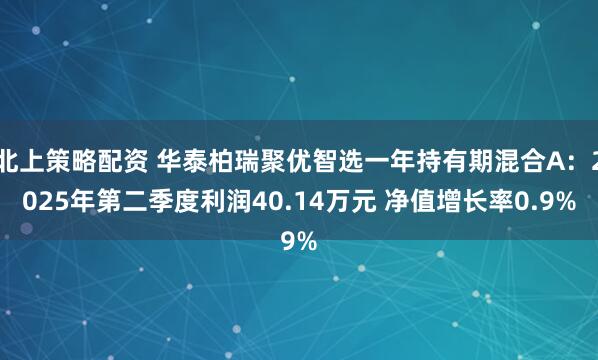 北上策略配资 华泰柏瑞聚优智选一年持有期混合A：2025年第二季度利润40.14万元 净值增长率0.9%